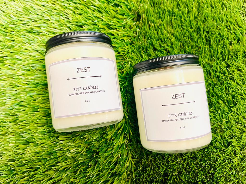 ZEST Scented Candle - Grapefruit, Lemon, Mandarin, Peach, and Cyclamen Fragrance | 8 oz