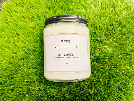 ZEST Scented Candle - Grapefruit, Lemon, Mandarin, Peach, and Cyclamen Fragrance | 8 oz