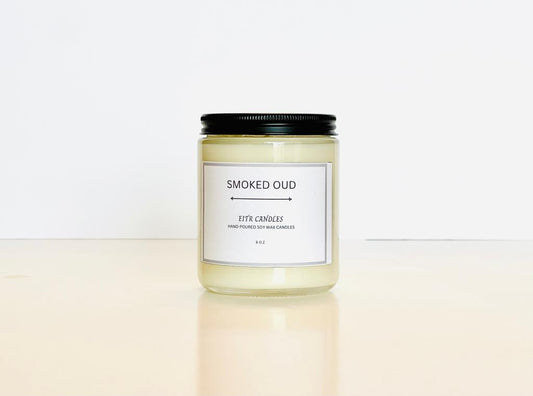 Smoked Oud Scented candles 8oz| Frankincense and woody Essential oils infused| All Natural Soy Wax Candles| Long-lasting aromas| Handmade