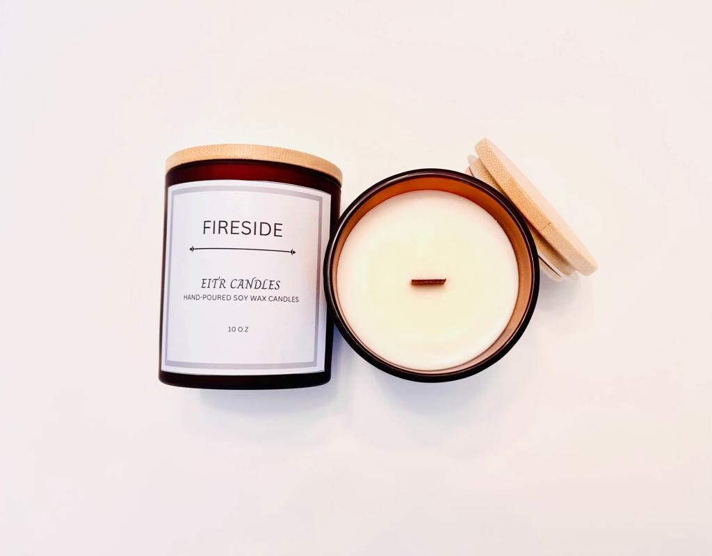 Fireside Scented Candle | Smoke Amber Sandalwood | 10 oz Candles