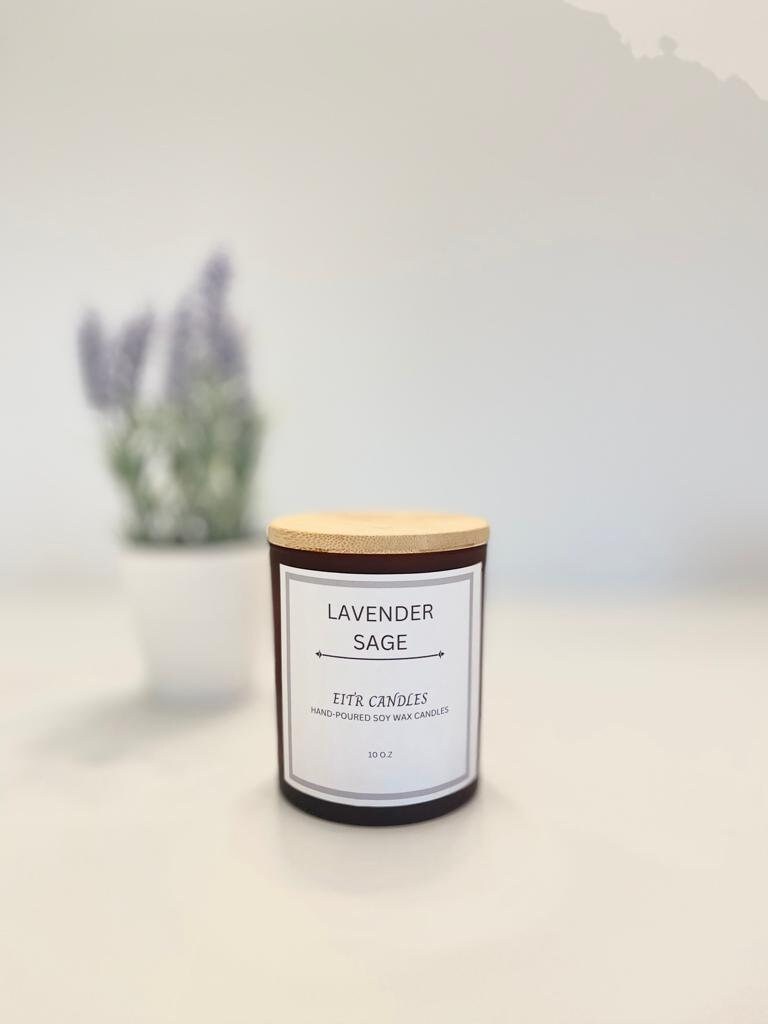 Lavender Sage Scented candles | Lavender, Cucumber and Sage | 10 oz Candle