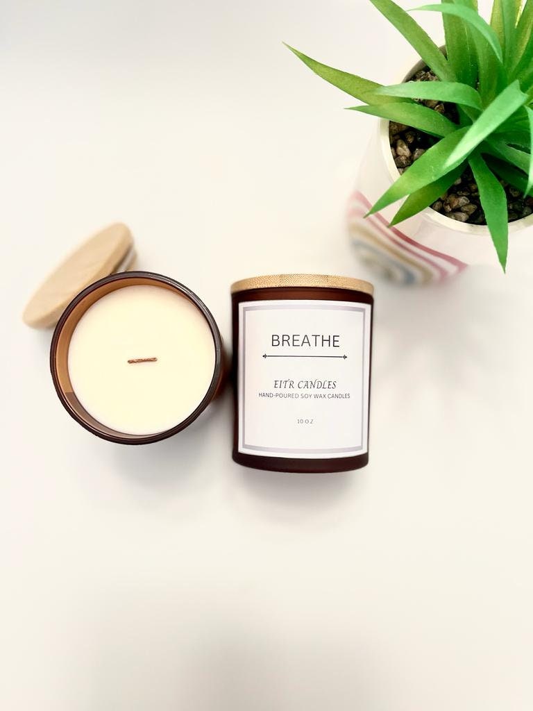 Breathe Scented Candles | Eucalyptus Mint Wreath | 10 oz Scented Candle