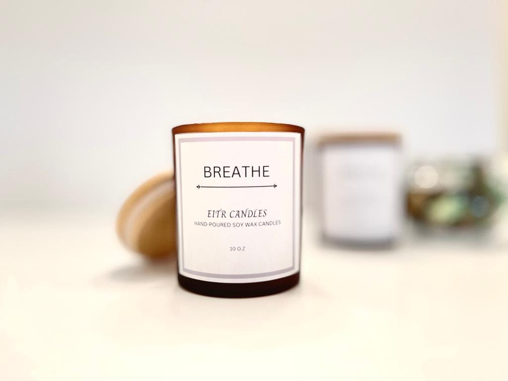 Breathe Scented Candles | Eucalyptus Mint Wreath | 10 oz Scented Candle